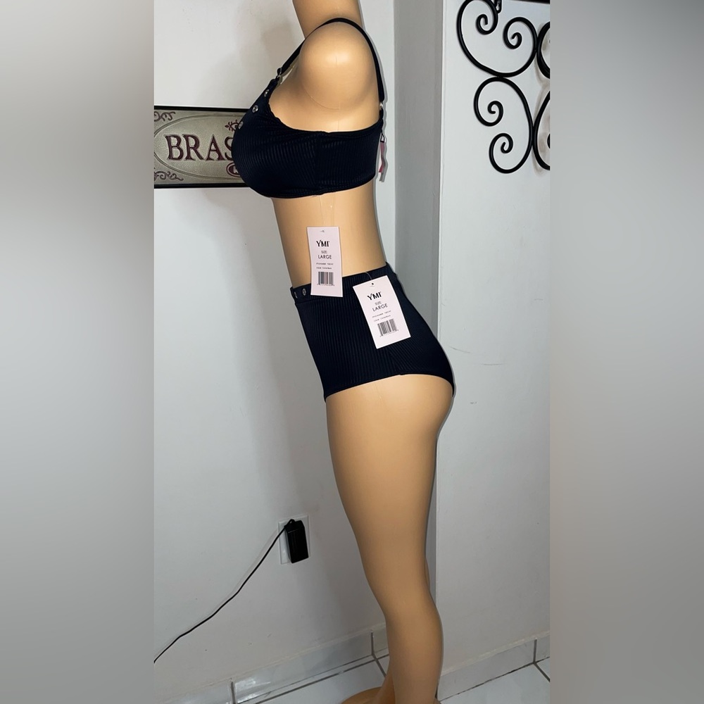 NWT YMI SWIMSUIT 2PCS BLACK SIZE L